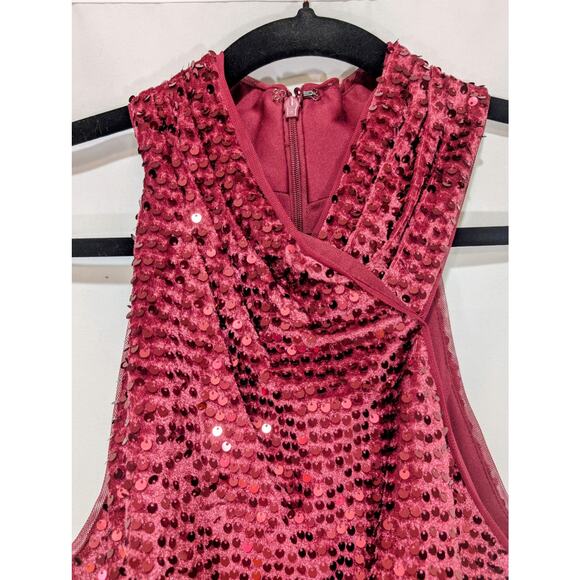 Rachel Roy Harland Velvet Sequin Halter Dress Cabernet Medium NWT - Picture 3 of 11
